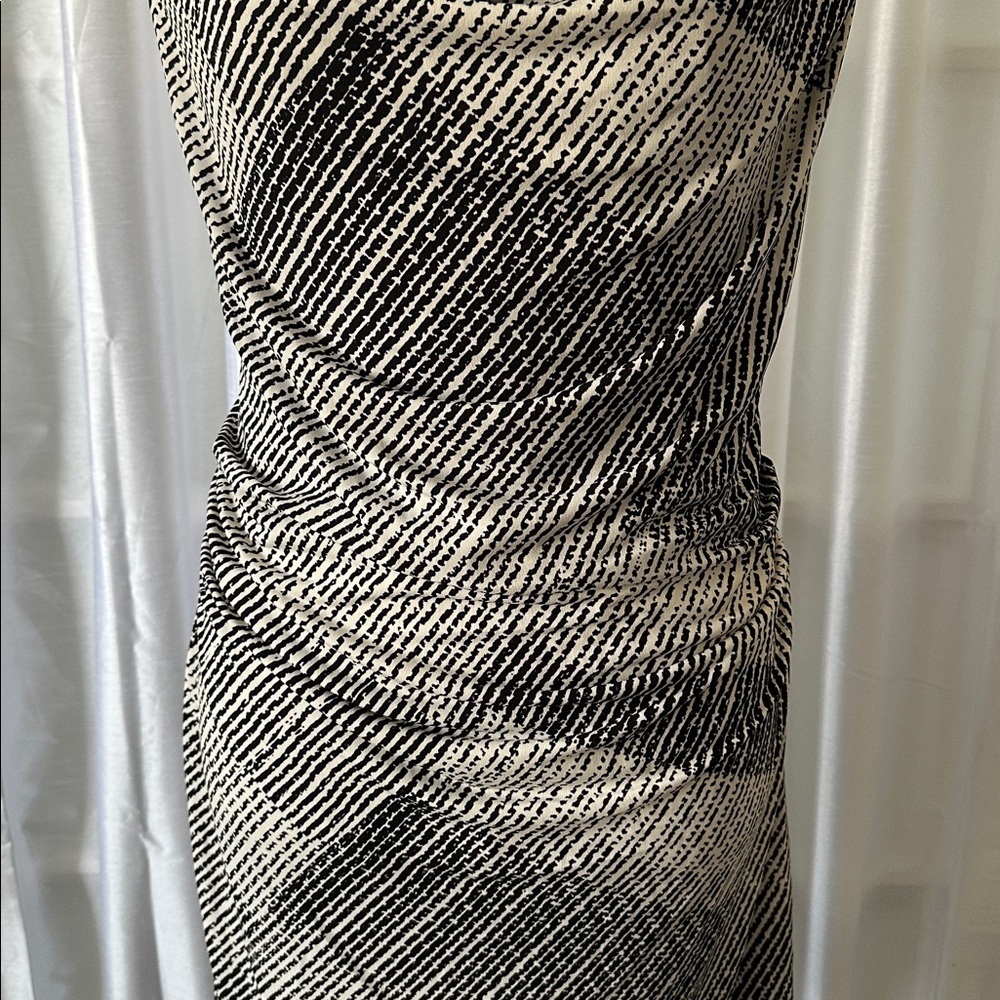 White House Black Market Cowl Neck Midi Dress Sz L/ Black, White - Picture 3 of 8